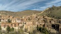 Aerial View of Mountains Medieval town in Aragon. Albarracin, Teruel Royalty Free Stock Photo