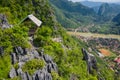 Aerial view of mountains in Nong Khiaw. North Laos. Southeast Asia. Photo made by drone from above. Bird eye view Royalty Free Stock Photo