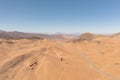 Aerial view of mountains and a road in the Atacama desert near the city of Copiapo Royalty Free Stock Photo