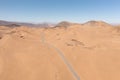 Aerial view of mountains and a road in the Atacama Desert near the city of Copiapo, Chile Royalty Free Stock Photo