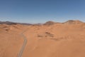 Aerial view of mountains and a road in the Atacama Desert near the city of Copiapo, Chile Royalty Free Stock Photo