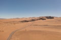 Aerial view of mountains and a road in the Atacama Desert near the city of Copiapo, Chile Royalty Free Stock Photo