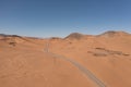 Aerial view of mountains and a road in the Atacama Desert near the city of Copiapo, Chile Royalty Free Stock Photo