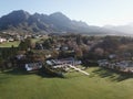 Aerial view of mountains in Somerset West and Lourensford wine estate near Cape Towno Royalty Free Stock Photo