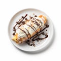 Delicious Chocolate Toppings On A Crepe With Whipped Cream