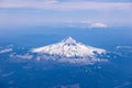 Aerial view at Mt Hood, Mt Jefferson, North and South Sisters and Mt Bachelor.