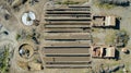 Aerial view of mud brick factory Royalty Free Stock Photo