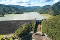 Aerial view of Mudan Reservoir in Taiwan. chinese text : Mudan Reservoir