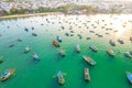 Aerial view of Mui Ne fishing village in the morning Royalty Free Stock Photo