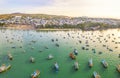 Aerial view of Mui Ne fishing village in the morning Royalty Free Stock Photo