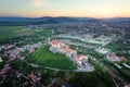 Aerial view of the Mukachevo castle Palanok medieval fortress in Ukraine