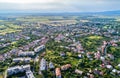 Aerial view of Mukachevo town in Transcarpathia, Ukraine