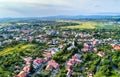 Aerial view of Mukachevo town in Transcarpathia, Ukraine