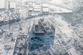 Aerial view of multi-storey houses district