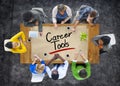 Aerial View of Multiethnic Group with Career Tools Concept