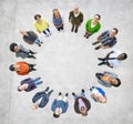 Aerial View of Multiethnic People Forming Circle Royalty Free Stock Photo