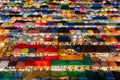 Aerial view multiple colour roof top flea market