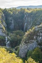 Aerial view of multiple waterfalls at plitvice lakes national park croatia Royalty Free Stock Photo