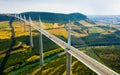 Aerial view of multispan cable stayed Millau Viaduct, France Royalty Free Stock Photo