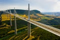 Aerial view of multispan cable stayed Millau Viaduct, France Royalty Free Stock Photo