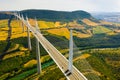 Aerial view of multispan cable stayed Millau Viaduct, France Royalty Free Stock Photo