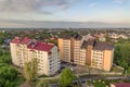 Aerial view of multistory apartment buildings in green residential area Royalty Free Stock Photo