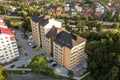 Aerial view of multistory apartment buildings in green residential area Royalty Free Stock Photo