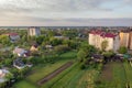 Aerial view of multistory apartment buildings in green residential area Royalty Free Stock Photo