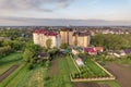 Aerial view of multistory apartment buildings in green residential area Royalty Free Stock Photo