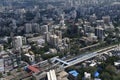 Mumbai skyline, aerial view over a building with roads, bridges