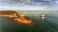 Aerial view of Mumbles pier in Swansea Royalty Free Stock Photo