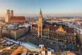 Aerial view on Munich old town hall or Marienplatz town hall and Royalty Free Stock Photo