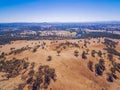 Aerial view of Murray River and Australian countryside. Royalty Free Stock Photo