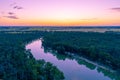 Aerial view of Murray River at dusk. Royalty Free Stock Photo