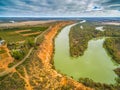 Aerial view of Murray River flowing into the horizon Royalty Free Stock Photo
