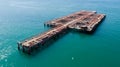 Aerial view of mussels farm. Shellfish farming near Kavarna, Bulgaria Royalty Free Stock Photo