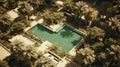 Aerial View Of A Muted Toned Swimming Pool Oasis