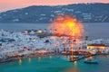 Mykonos City, Chora on island Mykonos, Greece Royalty Free Stock Photo