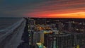 Aerial view of Myrtle Beach skyline during sunset from drone point of view, South Carolina Royalty Free Stock Photo