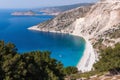 Aerial view of Myrtos beach on Kefalonia island Royalty Free Stock Photo