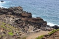 An aerial view of Nakalele Blowhole and the surrounding Poelua Bay in Wailuku, Maui, Hawaii Royalty Free Stock Photo