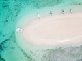 Aerial view of Naked Island, part of island hopping tour on Philippine island of Siargao Royalty Free Stock Photo