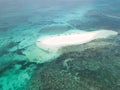 Aerial view of Naked Island, part of island hopping tour on Philippine island of Siargao Royalty Free Stock Photo