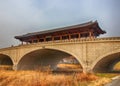 Aerial View of Namheongyo Bridgein Jeonju Hanok Village Traditional Korean Town, Jeonju, Jeonbuk, South Korea, Asia Royalty Free Stock Photo