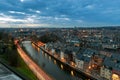 Aerial view of Namur on sunset Belgium