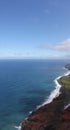 An aerial view of the Napali Coastline and the Pacific Ocean in Kauai, Hawaii Royalty Free Stock Photo