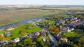 Aerial view on Narew river in Lomza, Poland