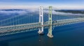 Drone view of the Tacoma Narrows Bridge Royalty Free Stock Photo