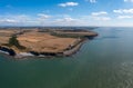 Aerial view of the Nash Point Lighthouse and Monknash Coast in South Wales Royalty Free Stock Photo