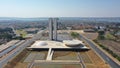 Aerial view of the National Congress building on the Esplanada dos Ministerios in Brasilia,